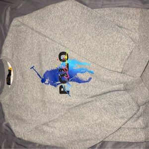 Ralph Lauren Heather Gray Sweatshirt with Blue/Black Logo